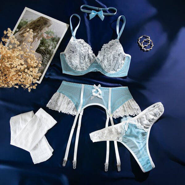 Hot Selling Nurse's Uniform Black and White Lace Spliced Garter Lingerie Set - 图片 12