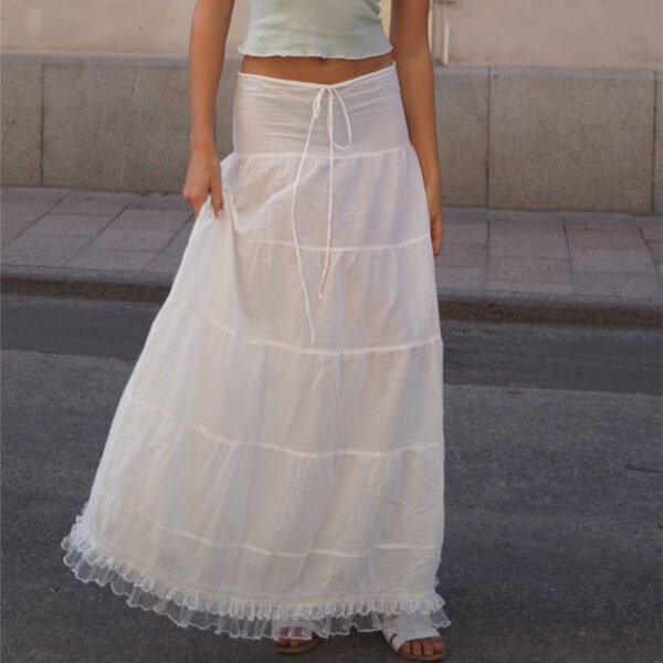 Summer Dress Women's French Square Neck Strappy Top with Lace Insert and Half Skirt Vacation Style Set for Women - 图片 3