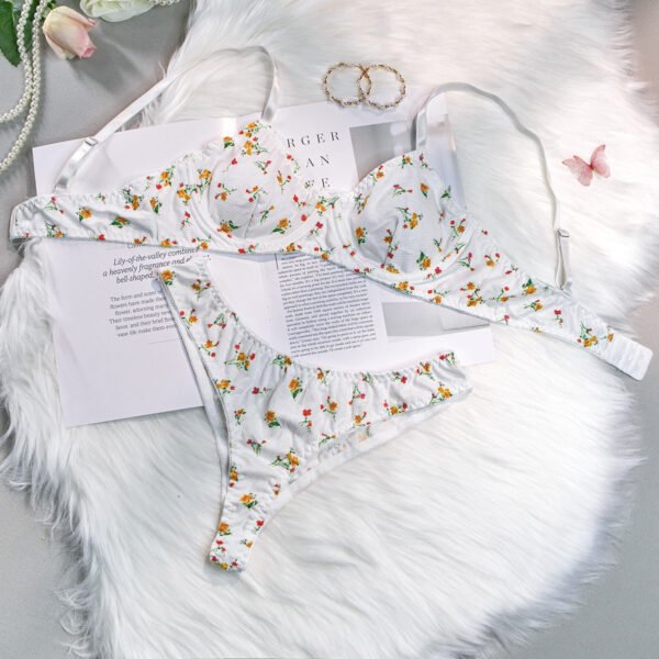 Summer Sexy Lingerie Set  Sexy Rural Underwear Style Small Floral Pattern With Steel Boning - 图片 10