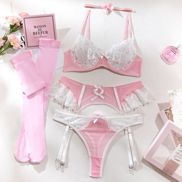 Hot Selling Nurse's Uniform Black and White Lace Spliced Garter Lingerie Set - 图片 10