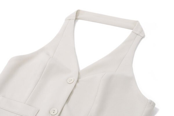 Y2K Deep V Halter Vest High Waisted A Line Mini Skirt Set, Sexy and Chic Two Piece Outfit for Street Style - 图片 6