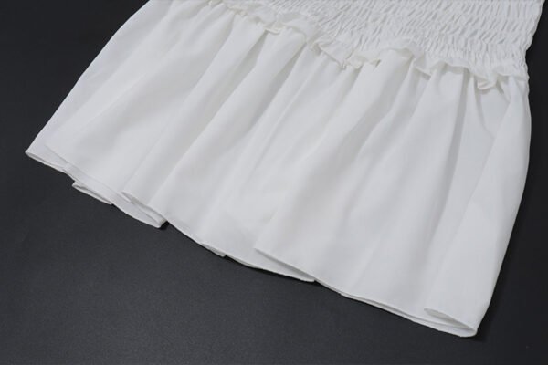 Wonmen Dress White Square Neck Strappy Top with Lace Insert and Half Skirt Vacation Style Set for Women - 图片 6