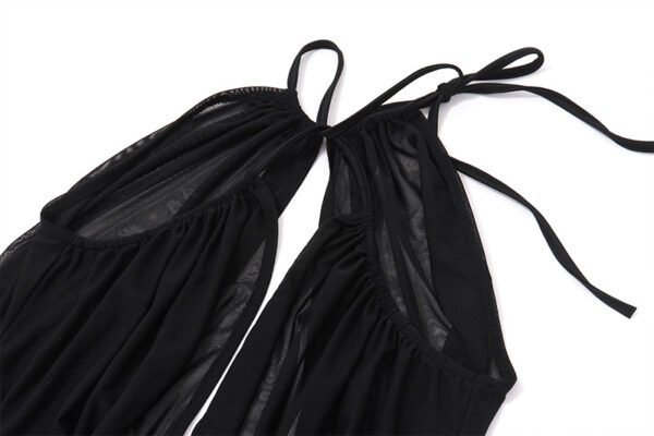 Crisscross Halter Pleated Top Bodycon Pleated Mini Skirt Set, Pure and Sexy Style Slimfitting Two piece Dress - 图片 7