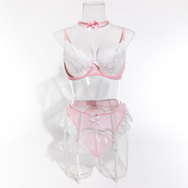 Hot Selling Nurse's Uniform Black and White Lace Spliced Garter Lingerie Set - 图片 6