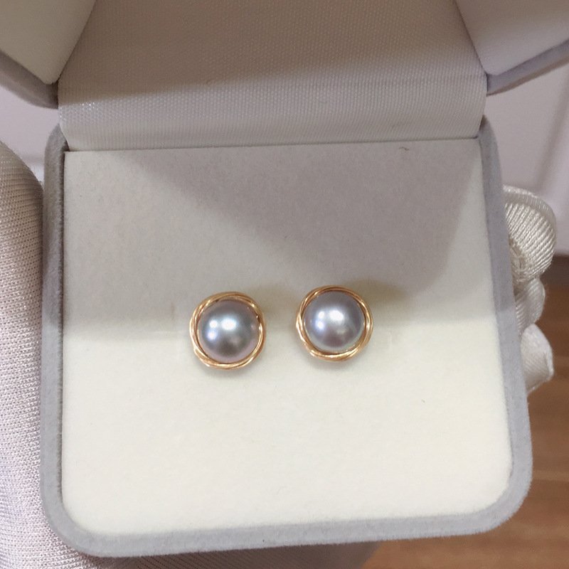 Pearl Wrapped Wire Earrings, 14k Gold-Plated Wire, S925 Silver Versatile Style - 图片 4