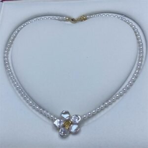 Pearl Flower Bud Necklace With Unique Shaped Pearls