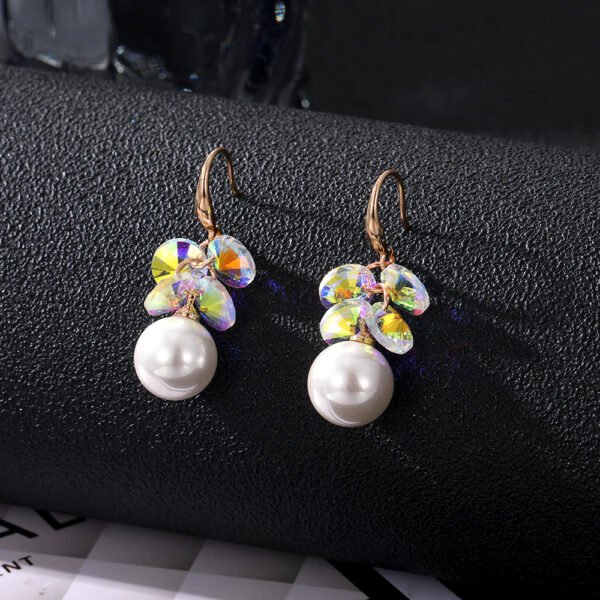 Rainbow Crystal & Pearl Jewelry Set: Necklace and Earrings, Sparkly Fashion Jewelry for Women, Perfect for Party & Evening Wear - 图片 2