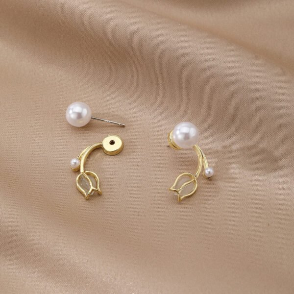 Tulip - Shaped Pearl Jewelry Set: Gold - Tone Necklace and Earrings, Fashion Jewelry for Women, Perfect for Daily & Party Wear - 图片 5
