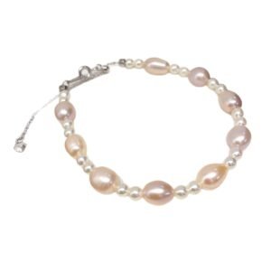 Natural Pearl Bracelet with S925 Sterling Silver Adjustable Clasp
