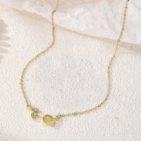 Tulip - Shaped Pearl Jewelry Set: Gold - Tone Necklace and Earrings, Fashion Jewelry for Women, Perfect for Daily & Party Wear - 图片 7