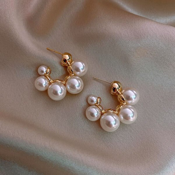 Pearl Earrings Set: Irregular Shape, Heart & Cluster Pearl Stud Earrings for Women, Gold - Tone Fashion Jewelry for Party, Daily Wear (3 Pairs)