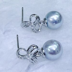 8-9mm Akoya Sea Pearl Earrings with Aurora Pure Silver Ear Studs