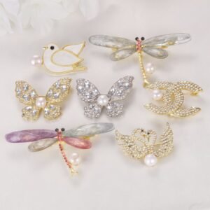 Nature-Inspired Pearl Brooch Collection – Elegant Crystal Enamel Jewelry