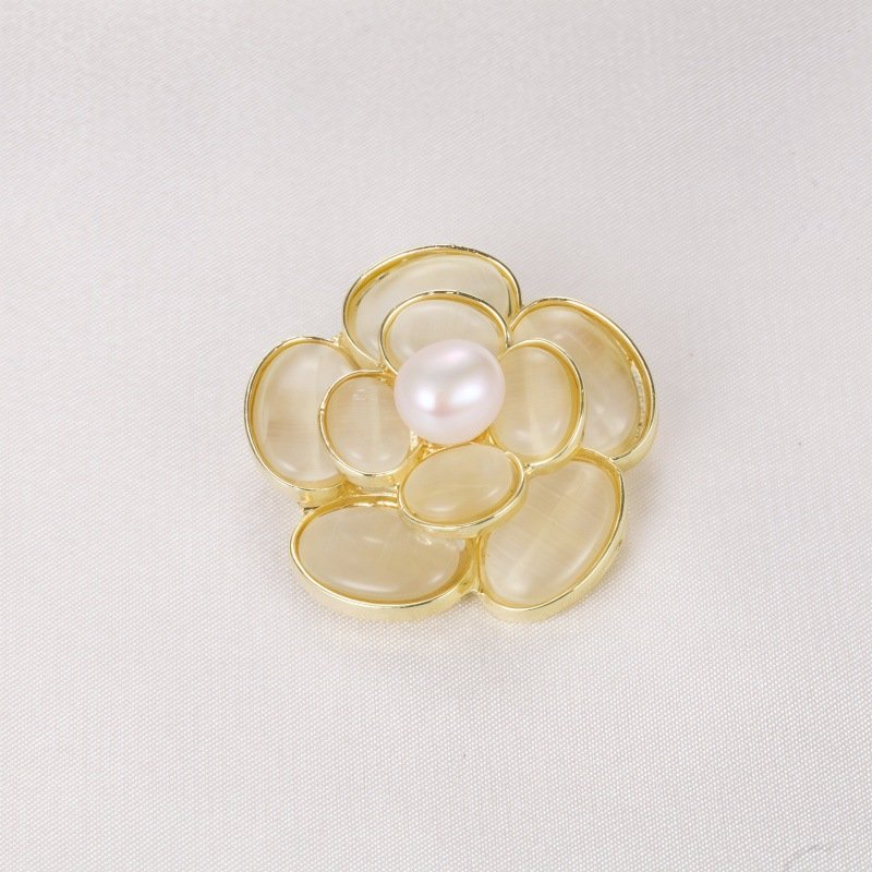Nature-Inspired Pearl Brooch Collection – Elegant Crystal Enamel Jewelry - 图片 11
