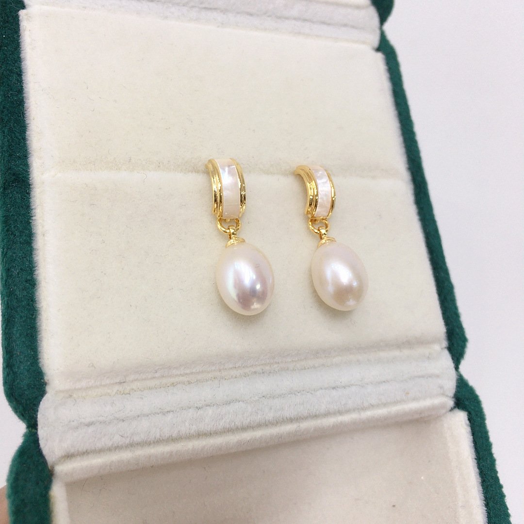 Highlight 5A Grade Natural Pearl Pendant Stud Earrings Set - 图片 4