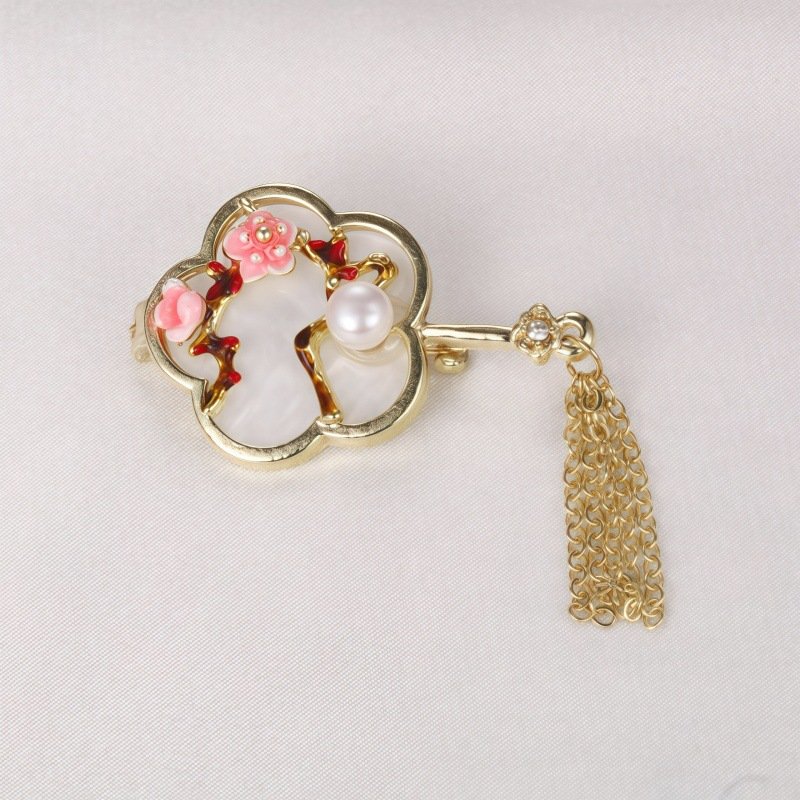 Nature-Inspired Pearl Brooch Collection – Elegant Crystal Enamel Jewelry - 图片 6