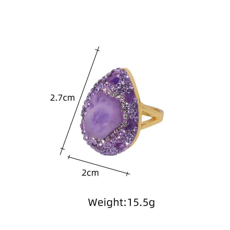 Amethyst Ring Bold Teardrop Purple Gemstone Ring - 图片 2