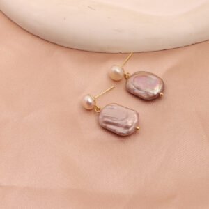 Pink Irregular Baroque Pearl Earrings