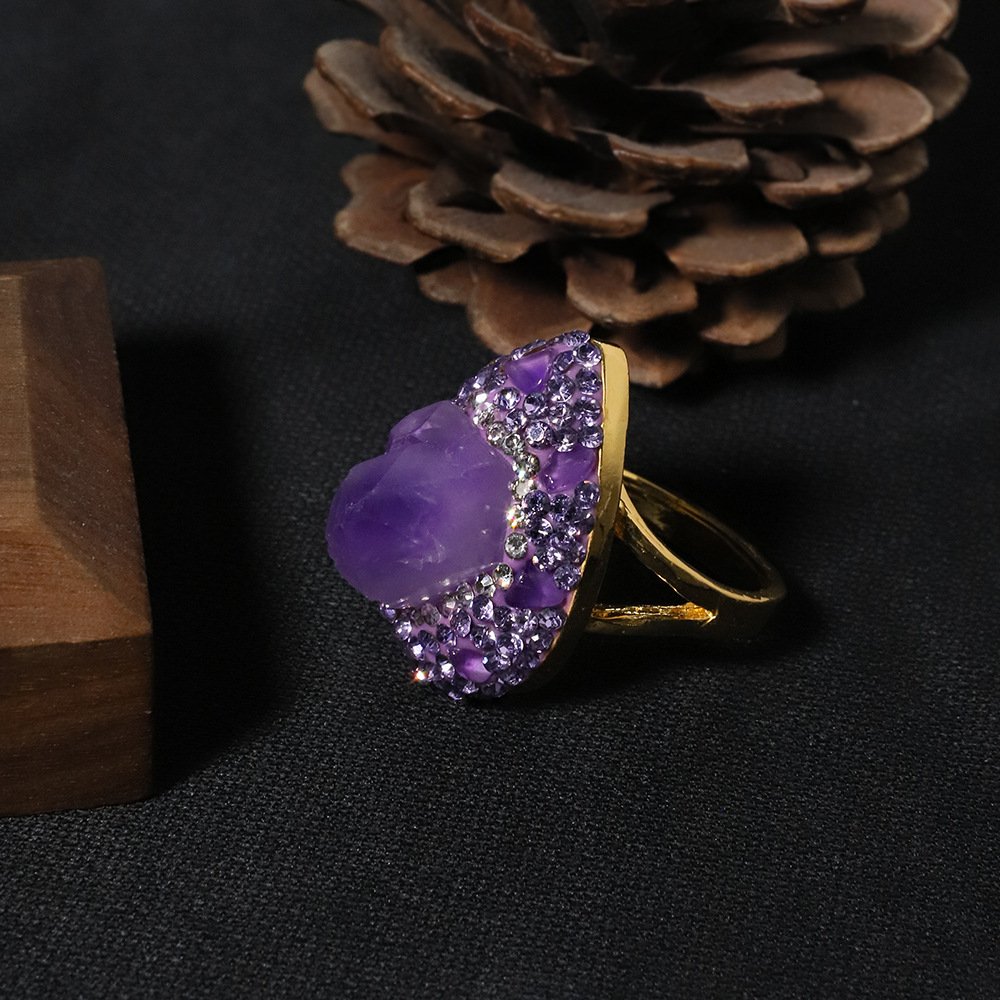 Amethyst Ring Bold Teardrop Purple Gemstone Ring - 图片 3