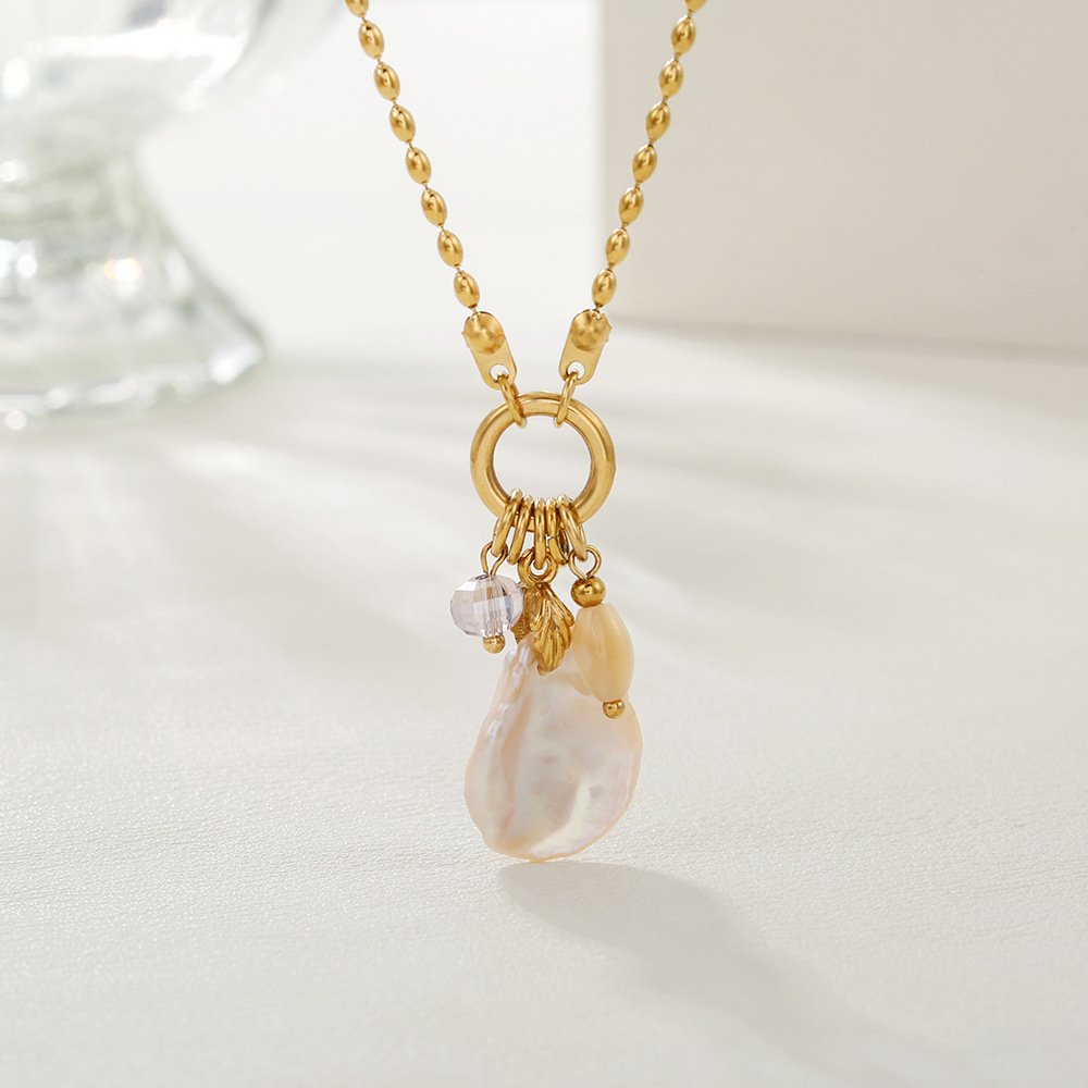Light Luxury Gold Chain Freshwater Pearl Baroque Necklace - 图片 3