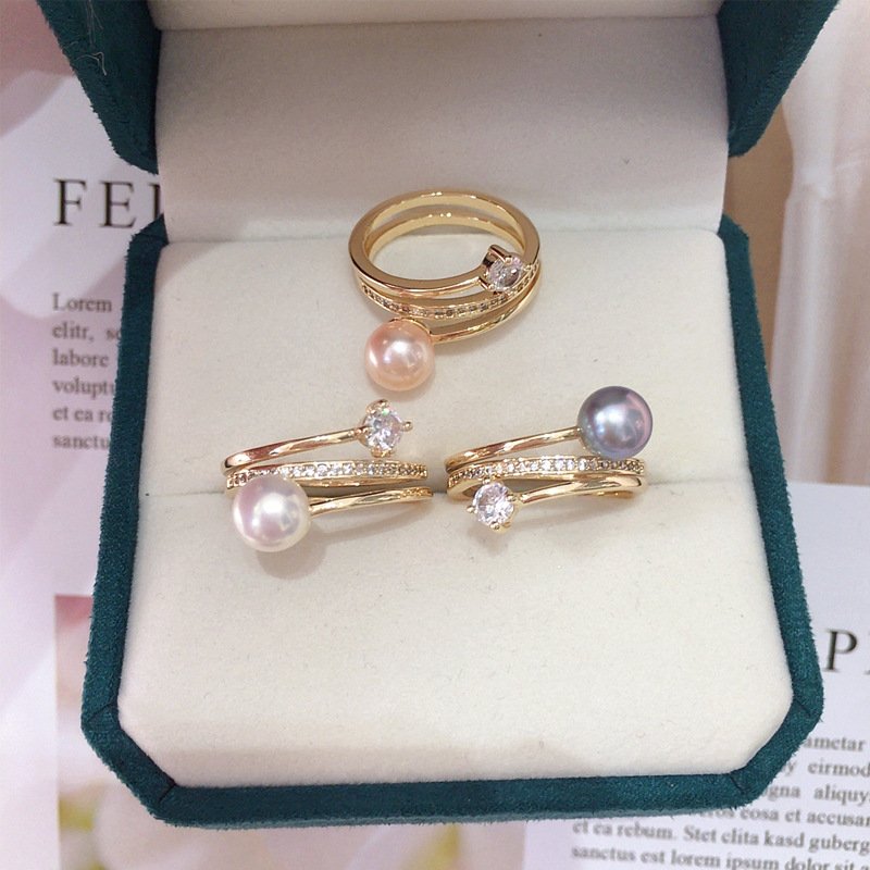 Diamond Pearl Ring: Light Luxury Niche Design Pearl Ring - 图片 4