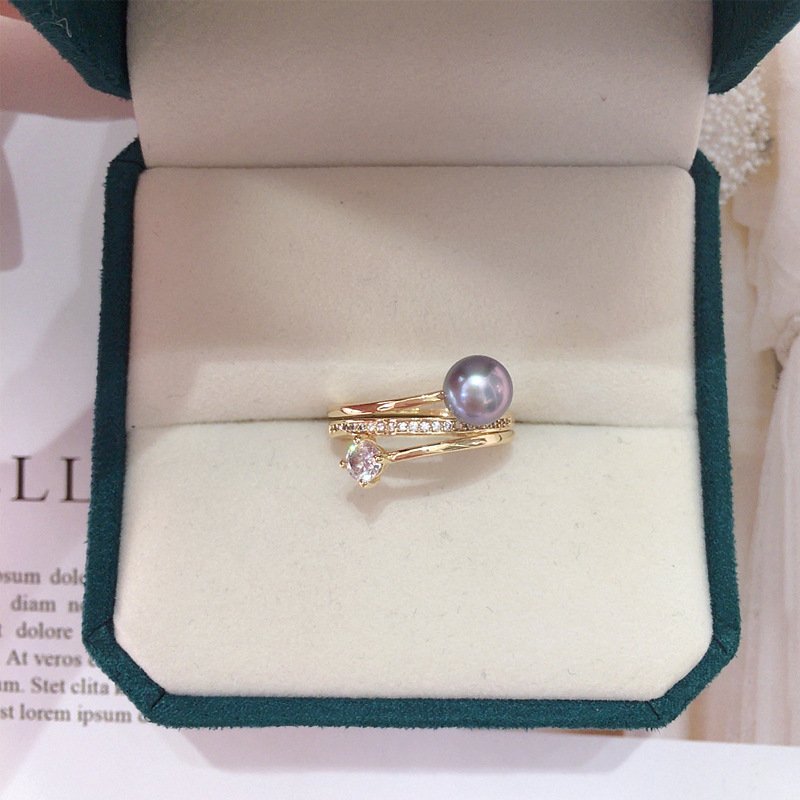 Diamond Pearl Ring: Light Luxury Niche Design Pearl Ring - 图片 3