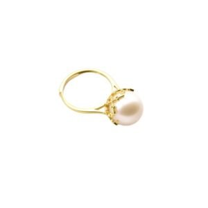 Handcrafted Crown-Set Freshwater Pearl Ring