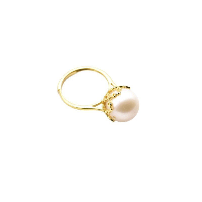 Handcrafted Crown-Set Freshwater Pearl Ring
