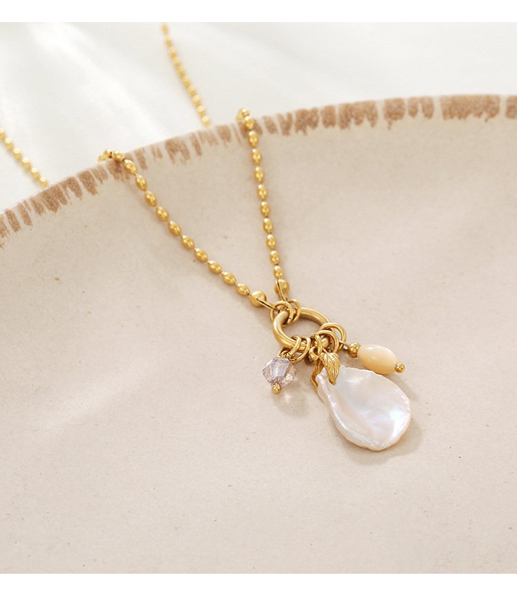 Light Luxury Gold Chain Freshwater Pearl Baroque Necklace - 图片 5