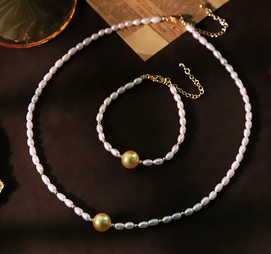 Freshwater Pearl Choker Necklace And Bracelet - 图片 4