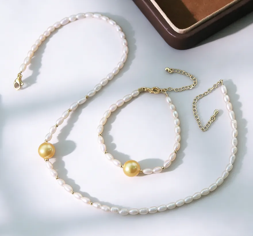 Freshwater Pearl Choker Necklace And Bracelet - 图片 5